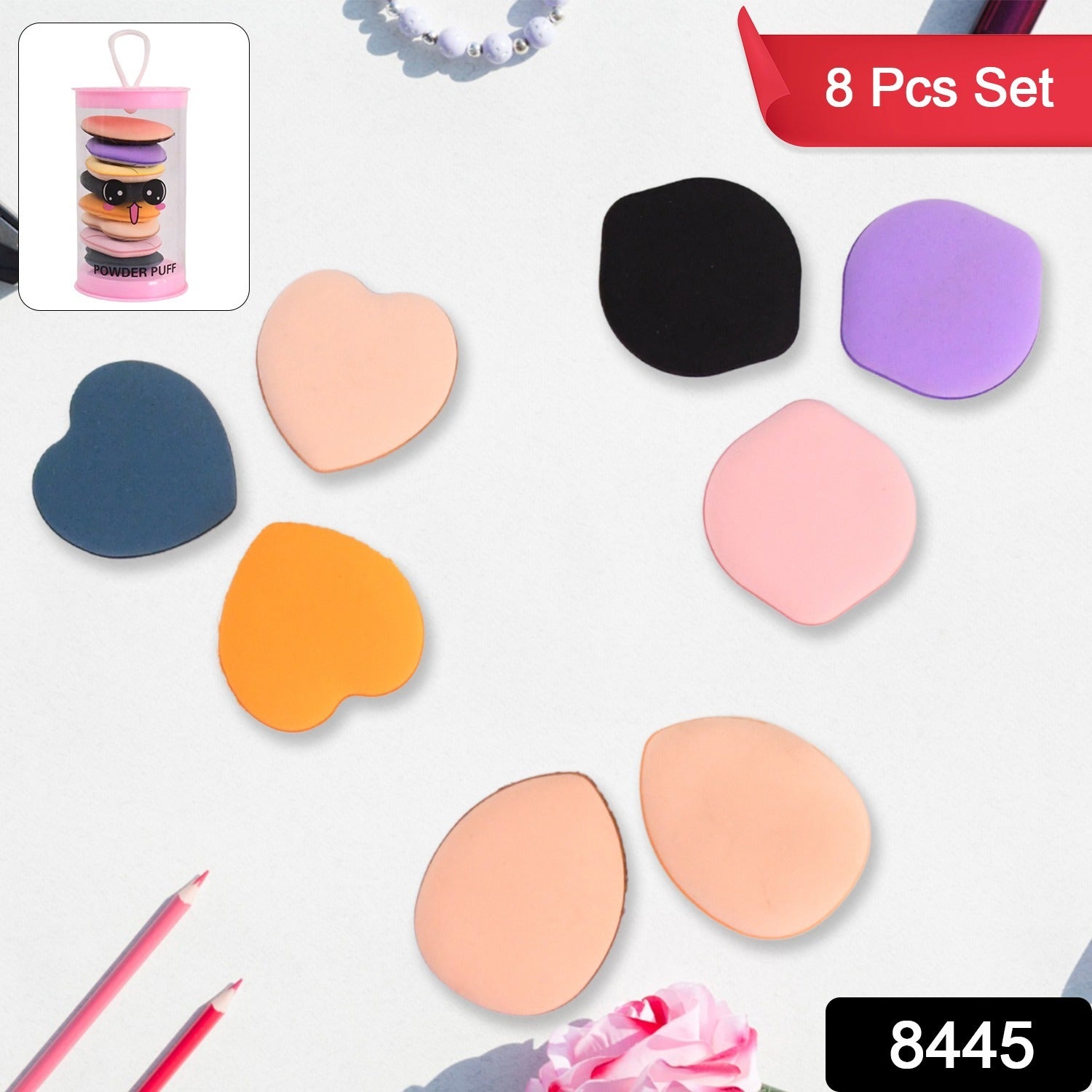 Mini Finger Makeup Powder Puff (Multicolour 8 Pcs Set) Mini Finger Makeup Powder Puff (Multicolour 8 Pcs Set)
